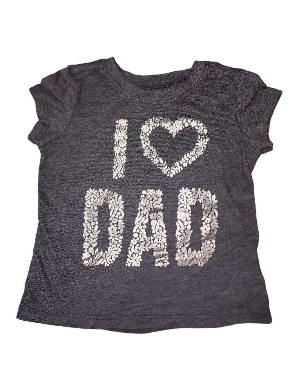 Baby Girls Old Navy I Love Dad T-Shirt Tee 18-24 Months Grey Floral Shirt Top